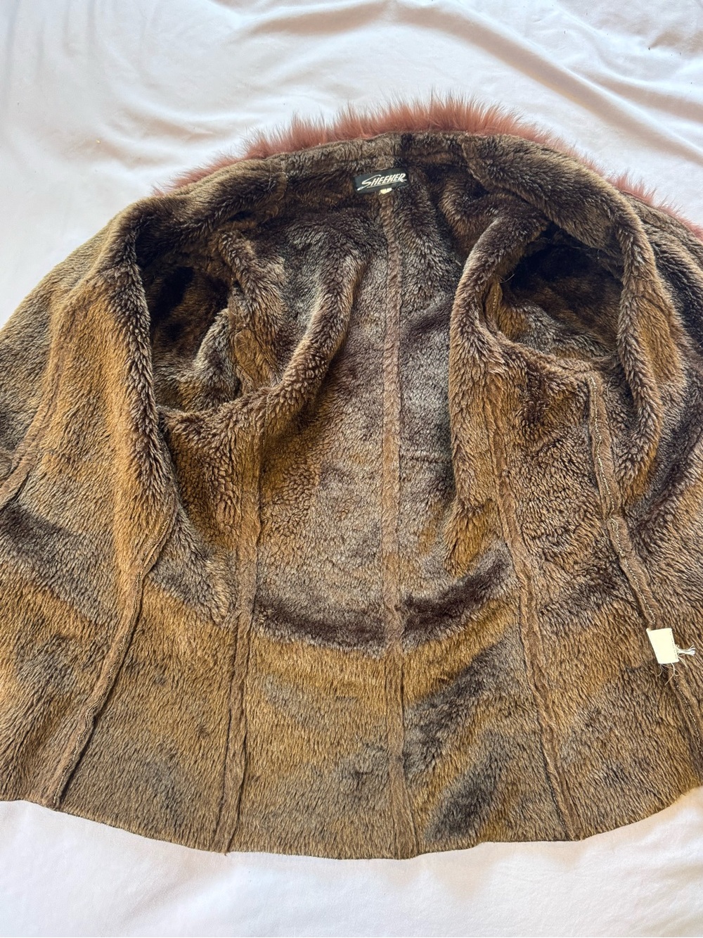 Vintages Y2K Brown Fur Trim Jacket Silk Cotton Wool Blend Fitted Coquette XS S - Picture 4 of 8